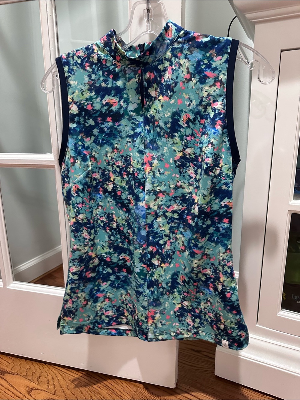Lady Hagen Teal Multi Floral Sleeveless Golf Tank